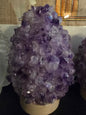 Unik, håndlaget Rå Ametyst BUD Crystal Led Lamp m/trebase og usb, ca. 17x11cm - 1000gram, XLarge Size, vario lys ( Hvit, Purple, Green, Blue )