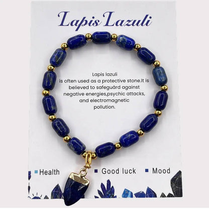 Enkle, fleksible Design Armbånd med naturstener og charms, Lapis Lazuli