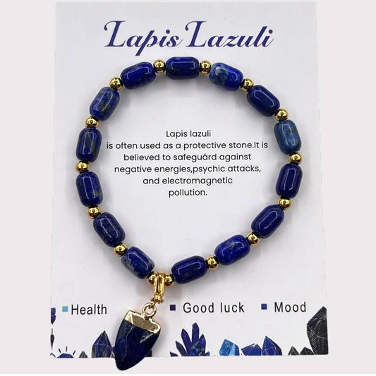 Enkle, fleksible Design Armbånd med naturstener og charms, Lapis Lazuli
