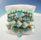 Nye, BoHo Mediterraen 5 rader, fleksible armbånd med druzy Green Agat / Fluorite sten og Decor Design
