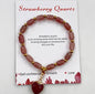 Enkle, fleksible Design Armbånd med naturstener og charms, Strawberry Quartz