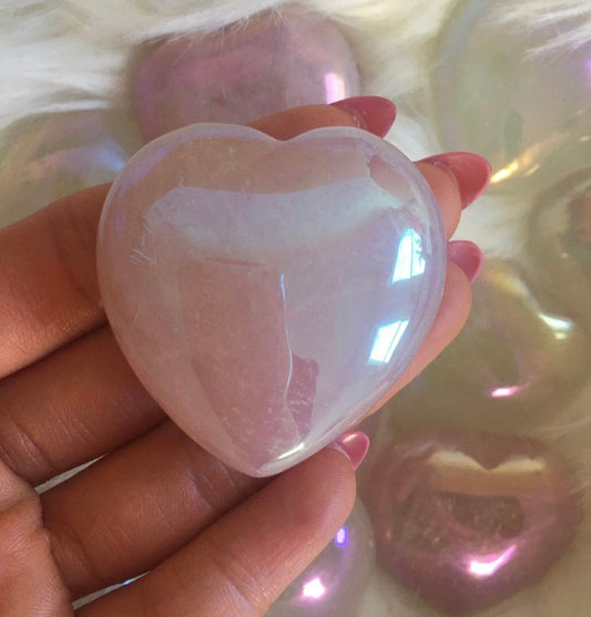 Vakker Large Angel Aura Rose Quartz Hjertekrystall, Medium size 40 - 50mm
