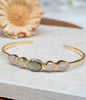 CILA " Luiana" Design Armbånd w/ Moonstone, Labradorite & Rose Quartz, ,5 Stone Design, 18K Gold Electroplated
