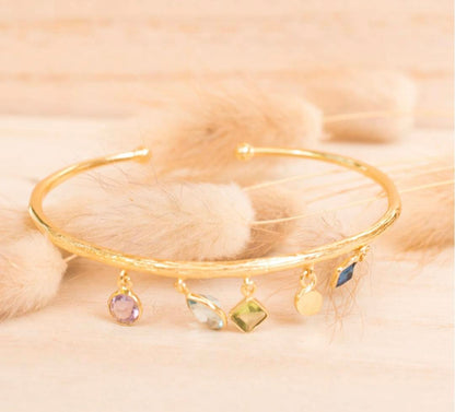 CILA " Emma " Design Armbånd w/, Ametyst, Blue Topaz, Peridot, Iolite Hydro, 18K Gold Electroplated&nbsp;