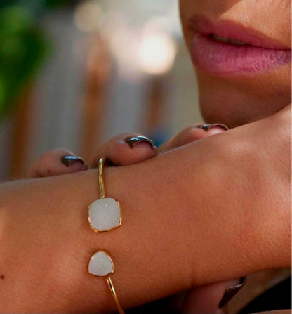 CILA Design Armbånd w/ , Druzy White, 18K Gold Electroplated