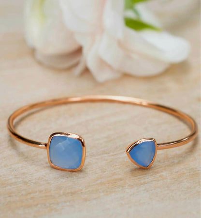 CILA Design Armbånd w/ , Blue Chalsedony , 18K Gold Electroplated