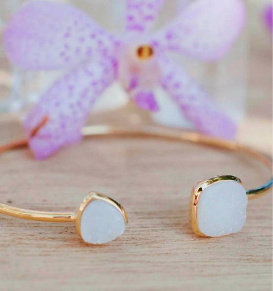 CILA Design Armbånd w/ , Druzy White, 18K Gold Electroplated