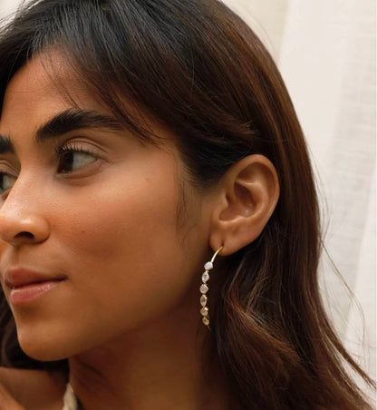 CILA " KAIA " Design Moonstone Earrings , 18K Goldplated