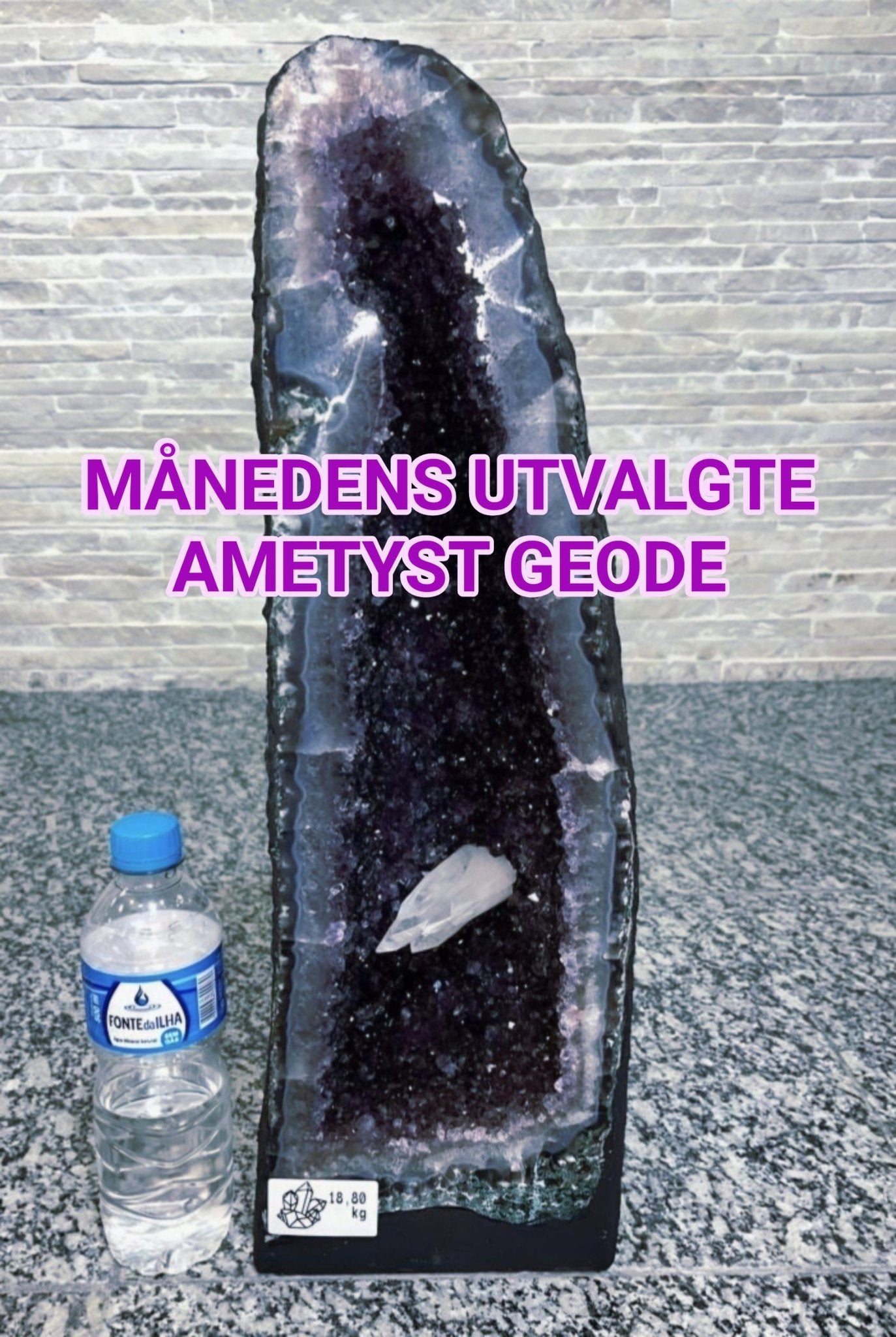 MÅNEDENS UTVALGTE / KAMPANJE HIGH QUALTY BRAZILIAN AMETYST GEODE m/Calcite - Inntil 40% OFF + Fri Frakt, 19kg - 53x17cm