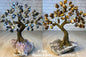 Vakre og eksklusive Feng Shui - Bonsai Lykketrær m/ ekte krystaller og Ametyst Clusterfot, ca. 17cm høy, Hematitt og Tig