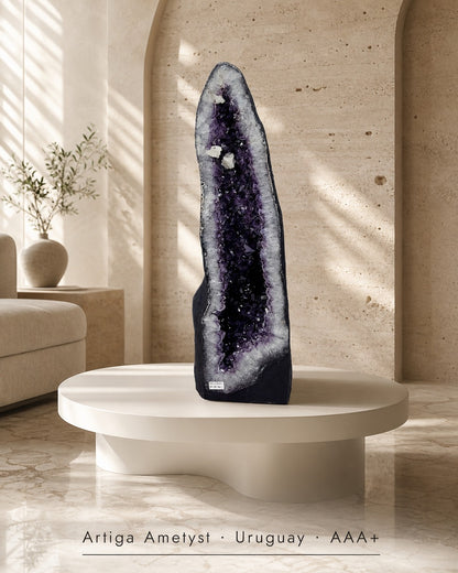 MÅNEDENS KUPP / HIGH QUALTY BRAZILIAN Amethyst Cathedral / 50% OFF - Naturlig Big Ametyst Crystal Geode, 63kg - 88x27/18cm mined in Brazil