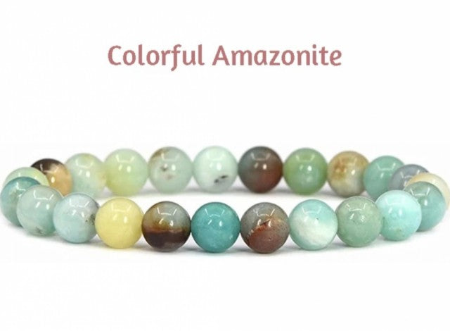 Enkelt og fleksibelt steinarmbÅnd, Colorful Amazonite