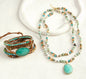 Nye 2025 Bohemian Amazonite Design Smykkesett, Duo Row Kjede og BoHo Wrap armbÅnd