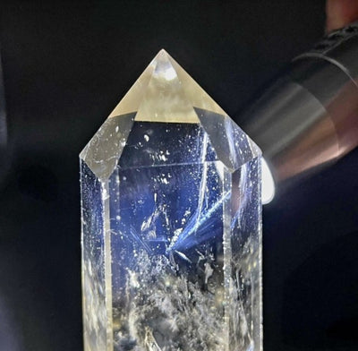 Blue Needle Clear Quartz " Blue Angel Wings" Towers  - High Quality, ca. 15 - 18cm,  800gram - 1kg  med LED Trebase