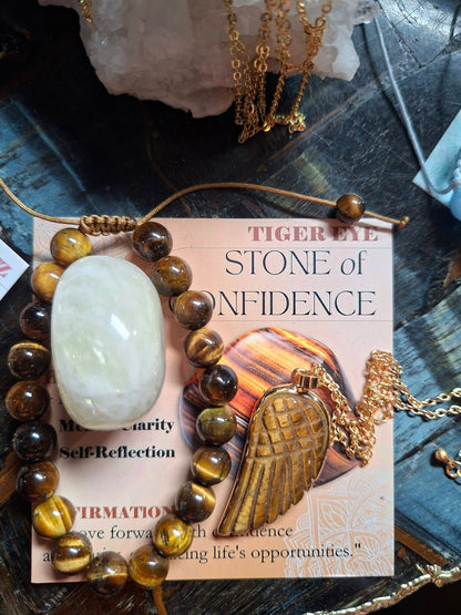 SOMMERTILBUD - 50% / - Smykkesett - Chambhala Armbånd & Angel Wing Kjede + Bonusgave, 7 stentyper