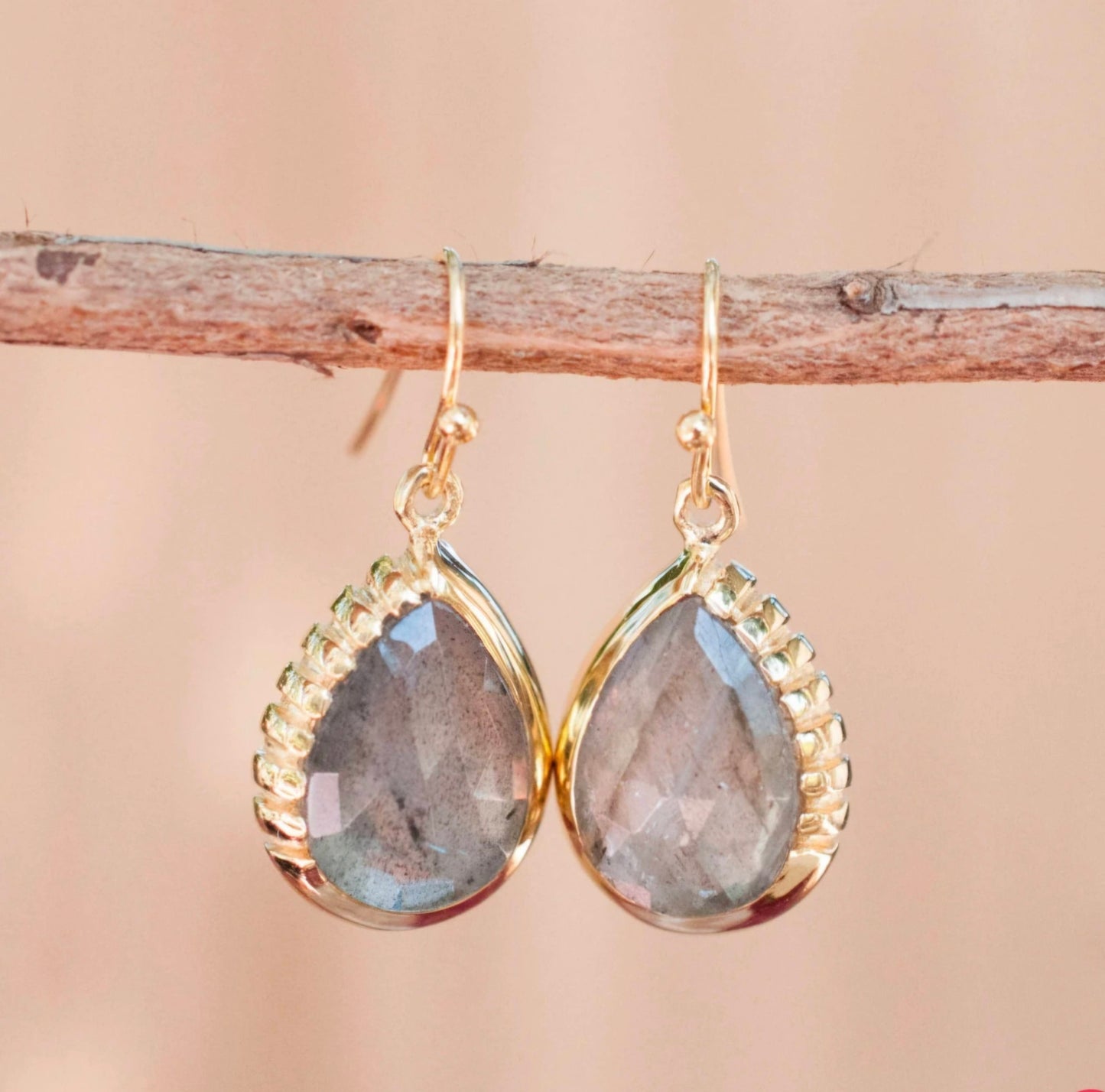 CILA " SKYE " Earrings w/ Labradorite, 18K Goldplated