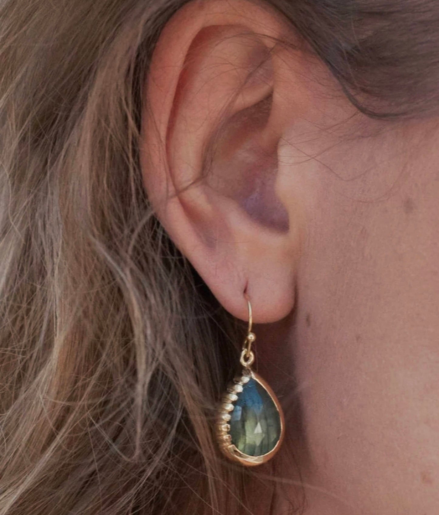 CILA " SKYE " Earrings w/ Labradorite, 18K Goldplated
