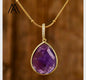 MICCI Design Tear Drop Stone Kjede, 18K Goldplated, 20mm Ametyst Solitaire anheng