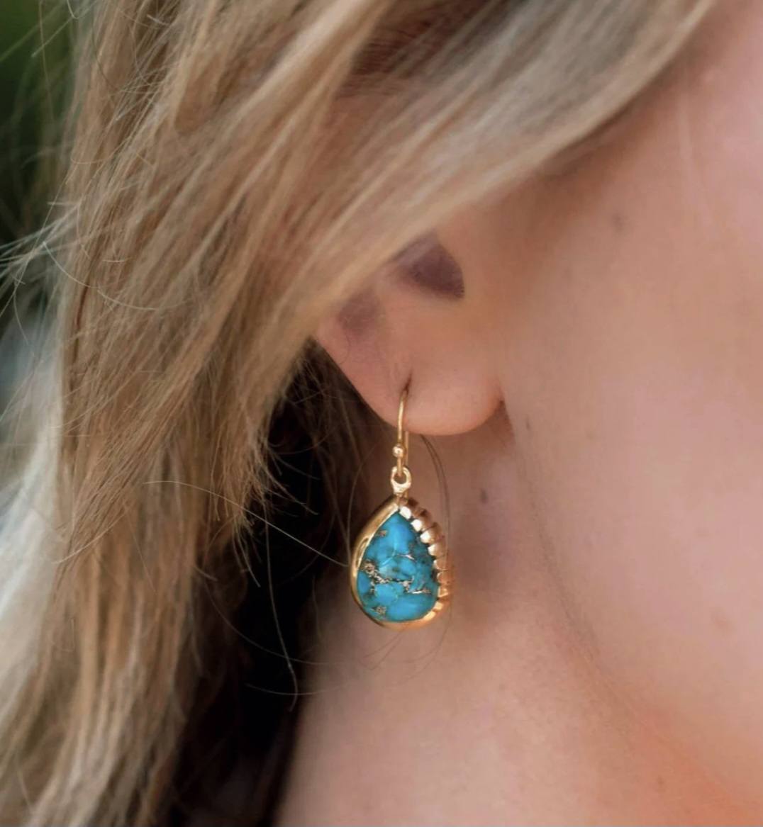 CILA " SKYE " Earrings w/ Copper Turquise , 18K Goldplated