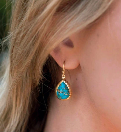 CILA " SKYE " Earrings w/ Copper Turquise , 18K Goldplated