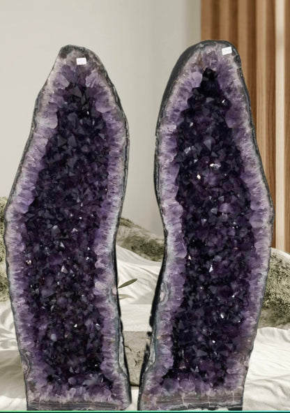 KAMPANJE HIGH QUALITY PREMIUM AMETYST GEODEPAR - Inntil 40% OFF + Fri Frakt - 102cm - 120Kg Totalt ( 67 + 53kg ) mined in Brazil
