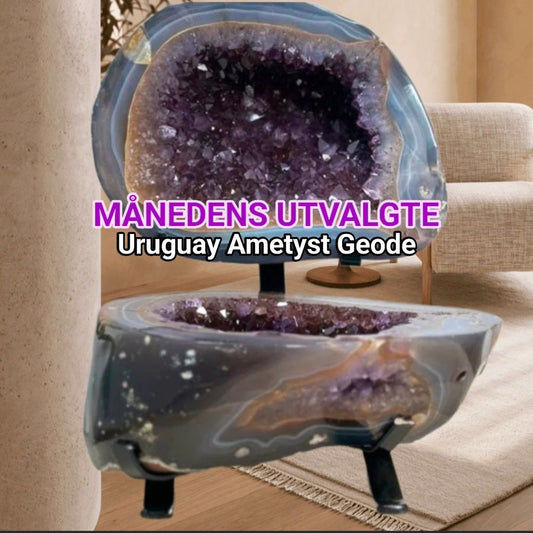 KUPP - 50% OFF + FREE FRAKT + BONUSGAVE, Beautiful Uruguay Blue Banded Agate & Amethyst Geode inkl. stativ - 6kg - 26.5Hx20Bx13.5cm