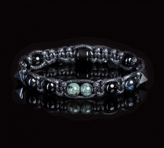Trendy og Exclusivt Shambhala ArmbÅnd ( Set ), African Emarald, Blue Tigereye, Hematite, Turmaline unisex og justerbare.