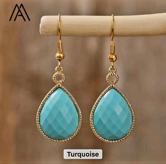 Nytt MICCI Design Classic Drop Øredobber - Turquoise & Gold Electroplated