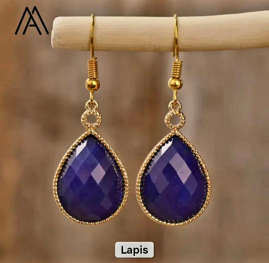 Nytt MICCI Design Classic Drop Øredobber - Lapis Lazuli & Gold Electroplated