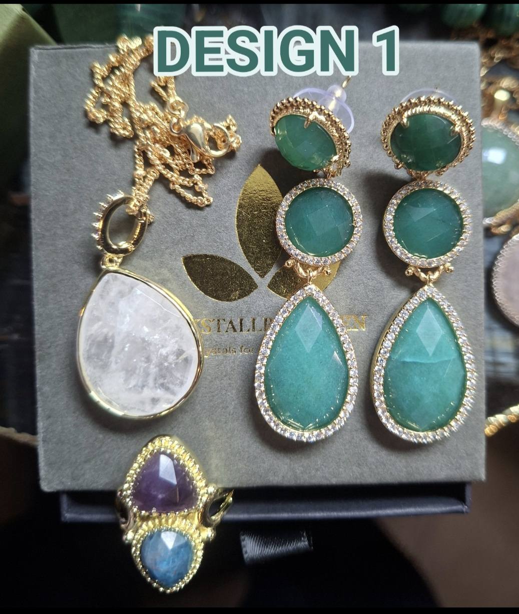 KAMPANJE NATURAL STONE MICCI DESIGN JEWELRY PACK ( Kjede, Ring, Øredobber )