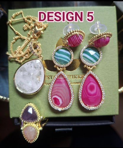 KAMPANJE NATURAL STONE MICCI DESIGN JEWELRY PACK ( Kjede, Ring, Øredobber )