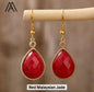 Nytt MICCI Design Classic Drop Øredobber - Red Malaysian JADE & Gold Electroplated