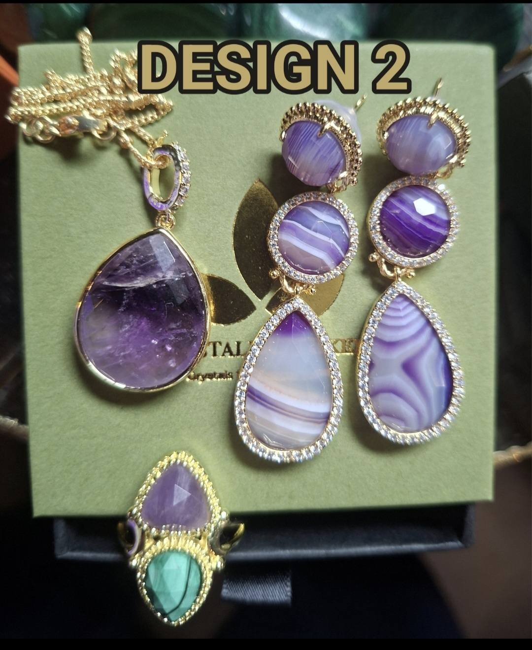 KAMPANJE NATURAL STONE MICCI DESIGN JEWELRY PACK ( Kjede, Ring, Øredobber )