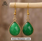 Nytt MICCI Design Classic Drop Øredobber - Green Malaysian JADE & Gold Electroplated