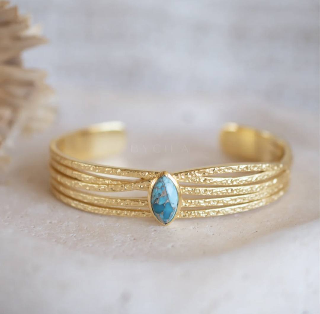 CILA Design Armbånd " model Connie "w/ Copper Turquise, Gold Electroplated