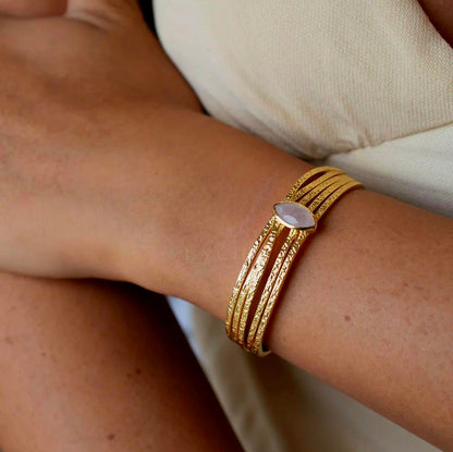 CILA Design Armbånd " model Connie "w/ Rose Quartz, Gold Electroplated