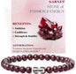 Nye, single - fleksible 8mm Steinarmbånd m/ Produkt og Affirmasjonskort, Garnet