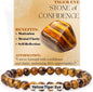 Nye, single - fleksible 8mm Steinarmbånd m/ Produkt og Affirmasjonskort, Tiger Eye