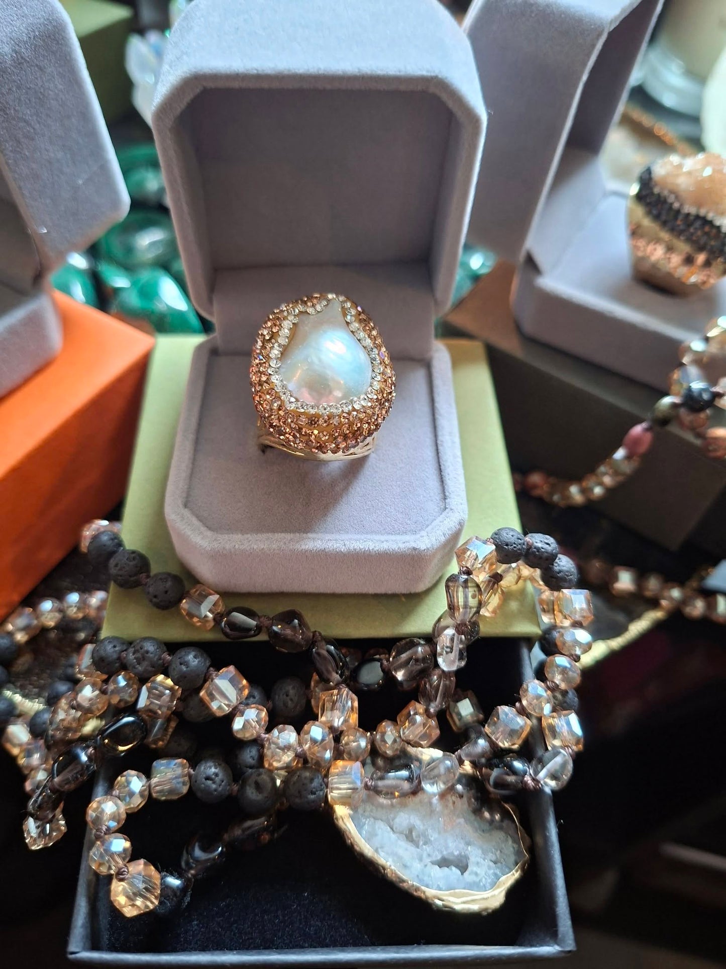 SUMMERDEAL / 2 - 1 Jewelry Set ( Ring + Kjede ) - 6 Design, Gold Eletroplated