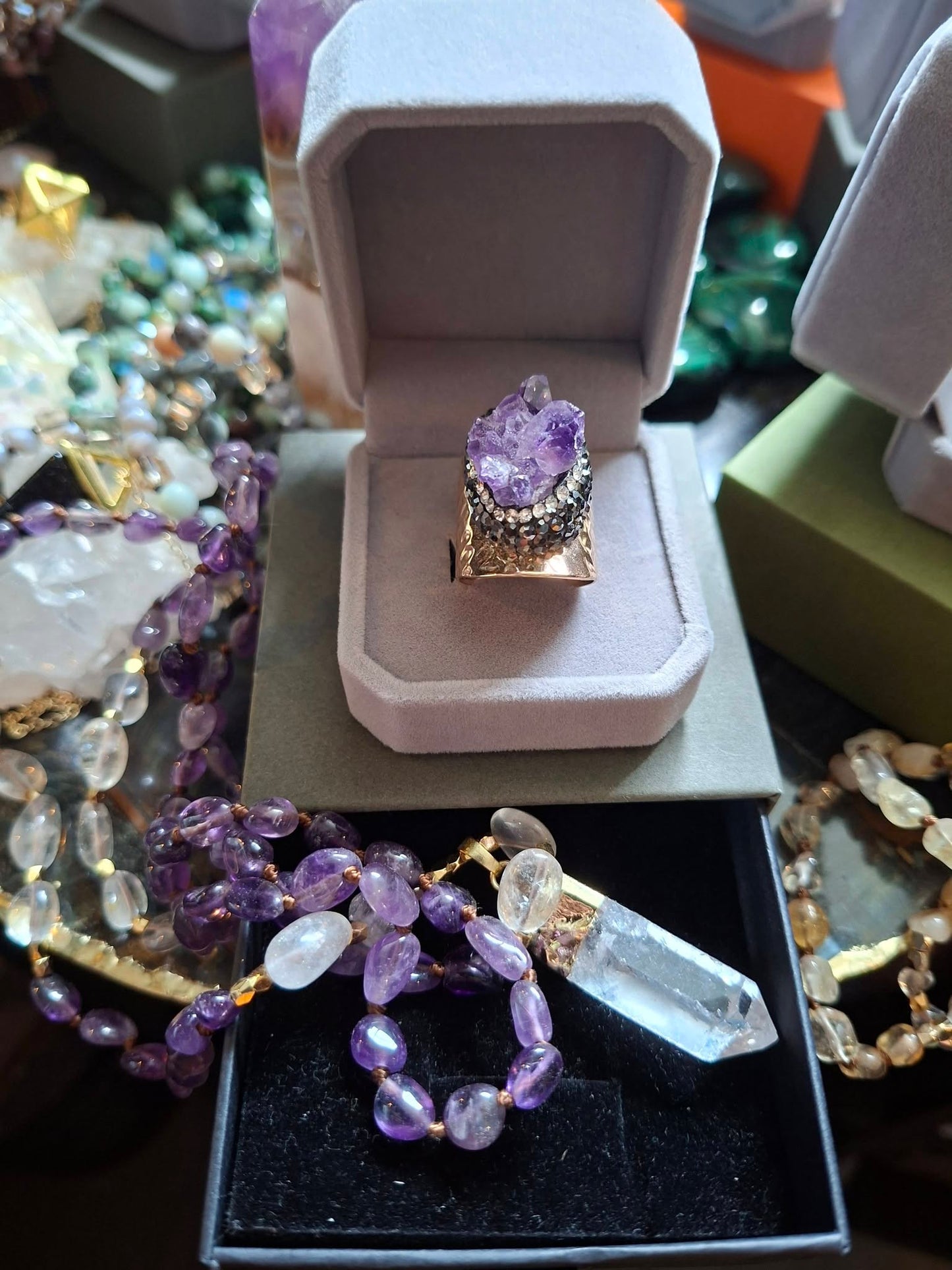SUMMERDEAL / 2 - 1 Jewelry Set ( Ring + Kjede ) - 6 Design, Gold Eletroplated