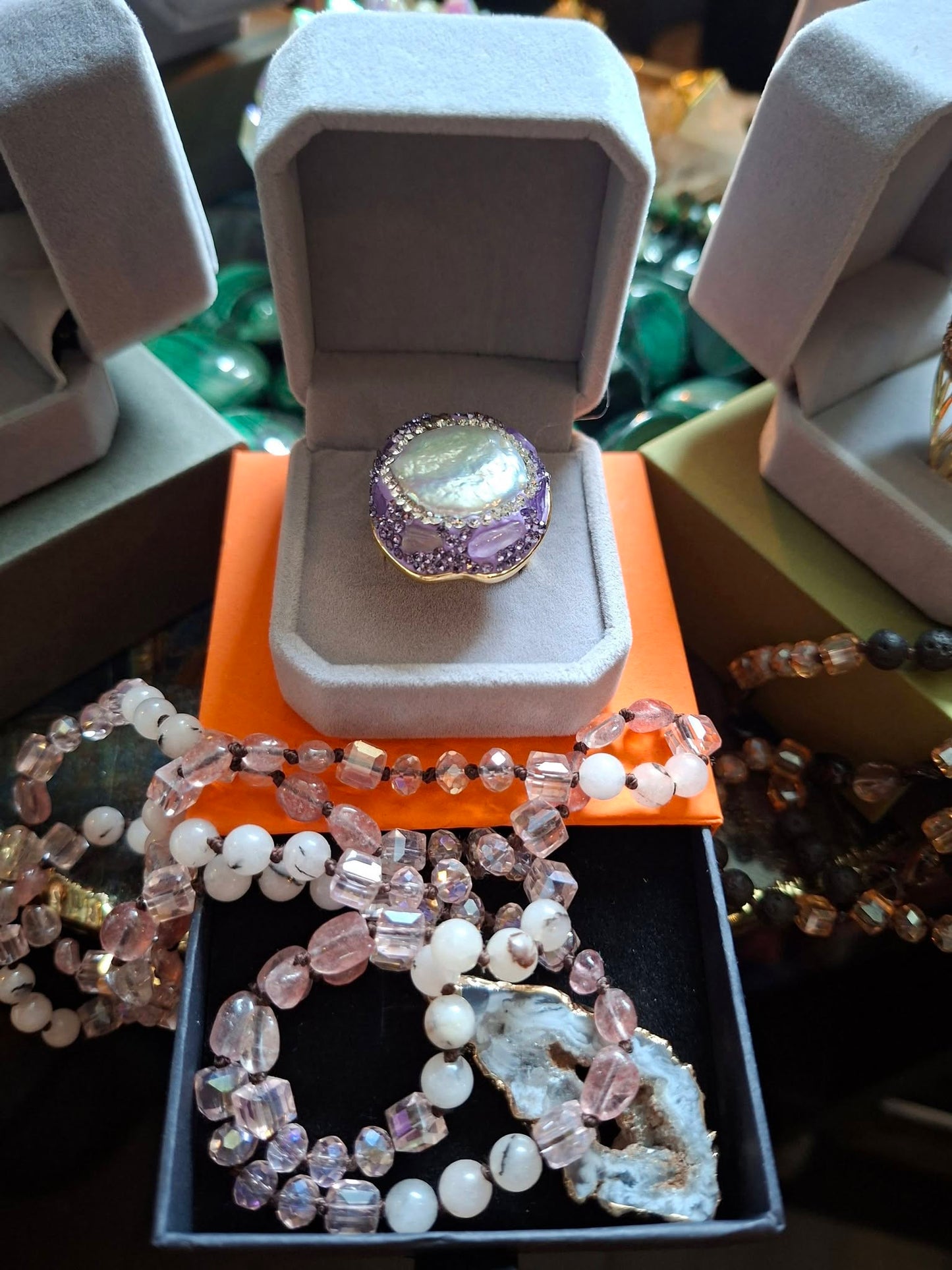 SUMMERDEAL / 2 - 1 Jewelry Set ( Ring + Kjede ) - 6 Design, Gold Eletroplated