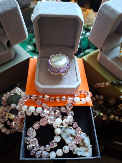SUMMERDEAL / 2 - 1 Jewelry Set ( Ring + Kjede ) - 6 Design, Gold Eletroplated