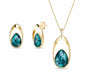 Emerald Teardrop 18K Gold Plated Necklace & Earring Set