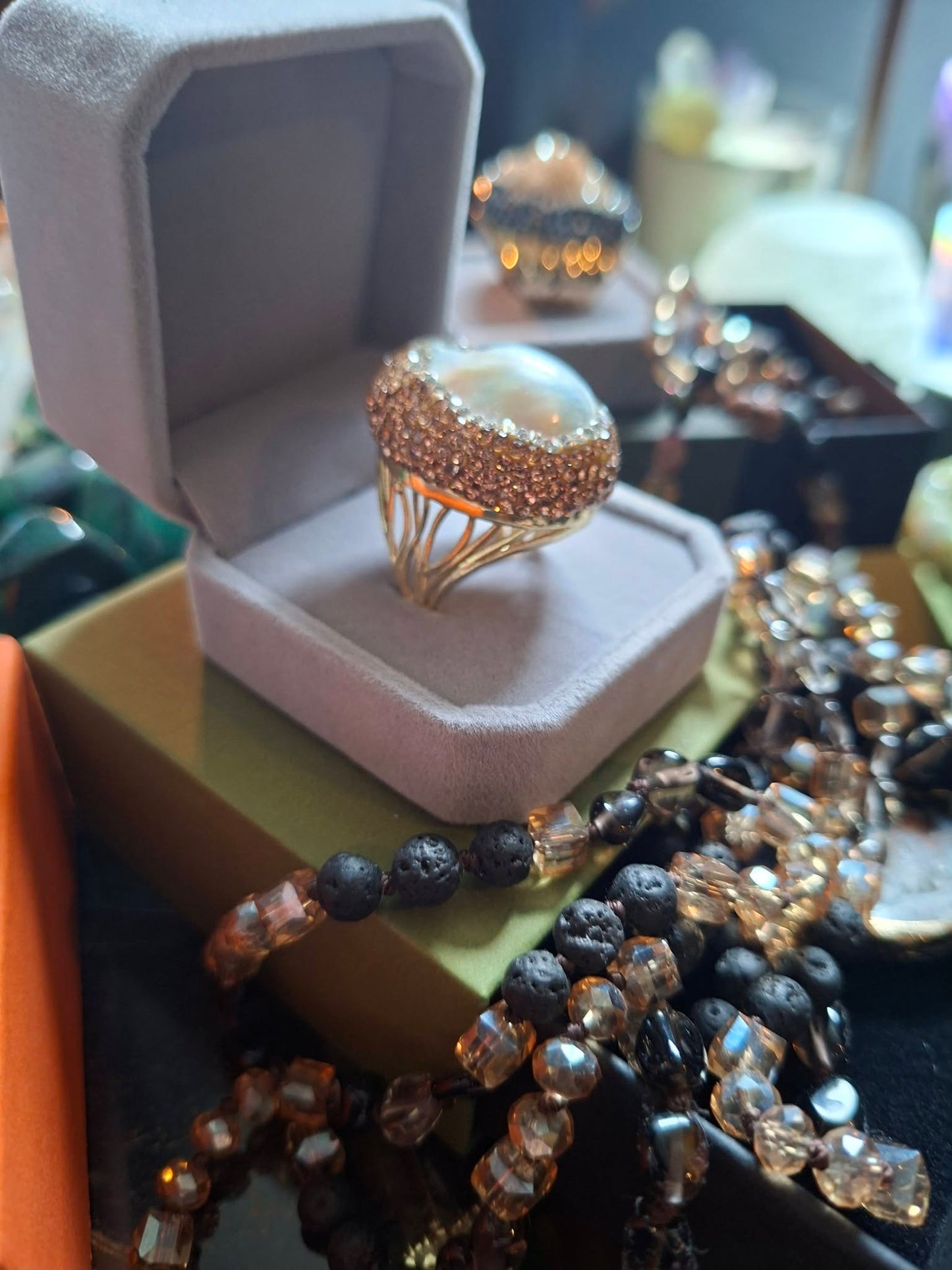 SUMMERDEAL / 2 - 1 Jewelry Set ( Ring + Kjede ) - 6 Design, Gold Eletroplated
