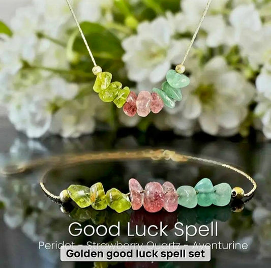 MICCI Tema - Good Luck Spell - Design smykkesett ( kjede + armbånd ) , Gold Electroplated