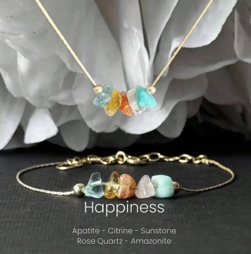 MICCI Tema - Happiness - Design smykkesett ( kjede + armbånd ), Gold Electroplated