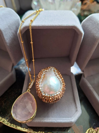 SUMMERDEAL / 2 -1 Classic Tear Drop Kjede + Druzy Statement Goldplated Ring ! ( 7 Design )