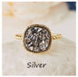 Ny Vintage Designring Druzy Silver Stone, 10x10mm - 18k Gold Electroplated