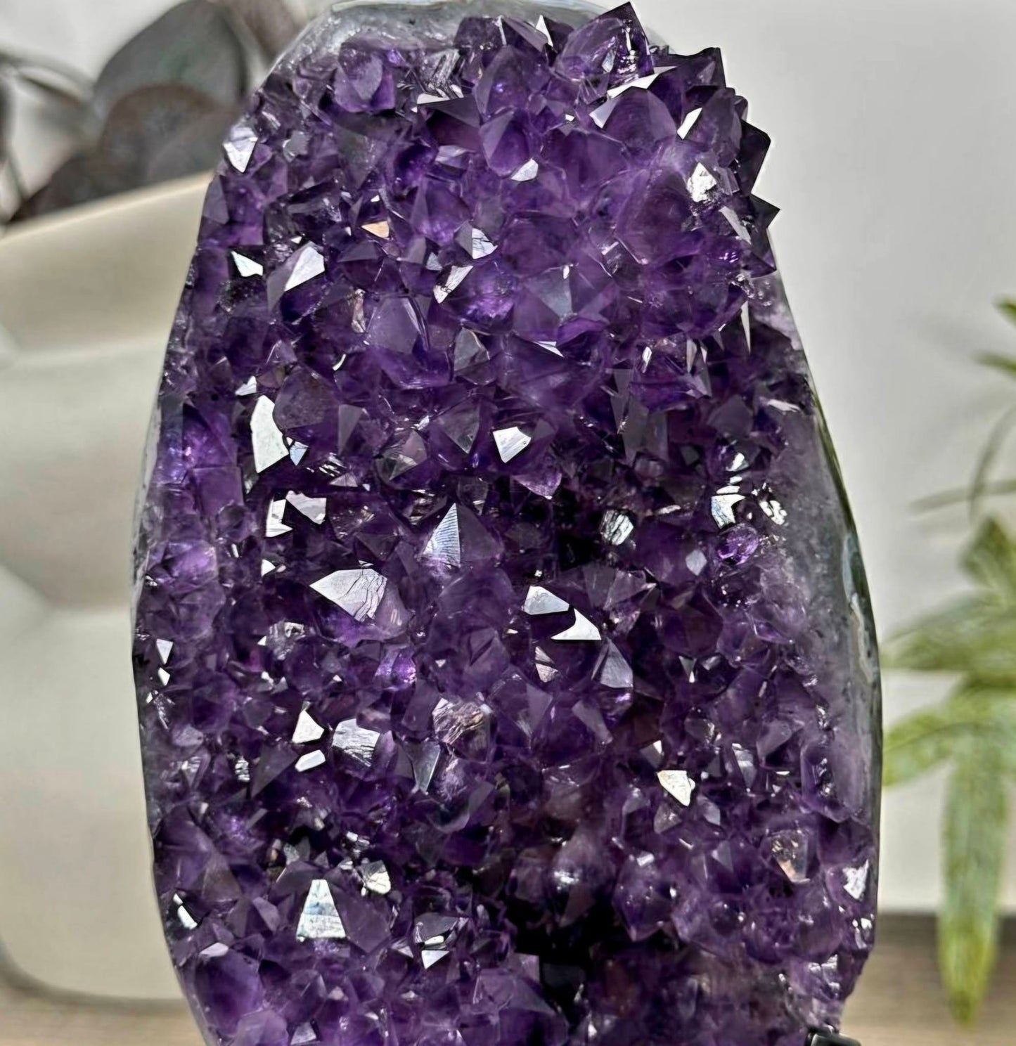 Natural Top Grade Amethyst Cluster on Metal Stand for Home Decor - MWS3169, 28x12x10cm, 3.6kg