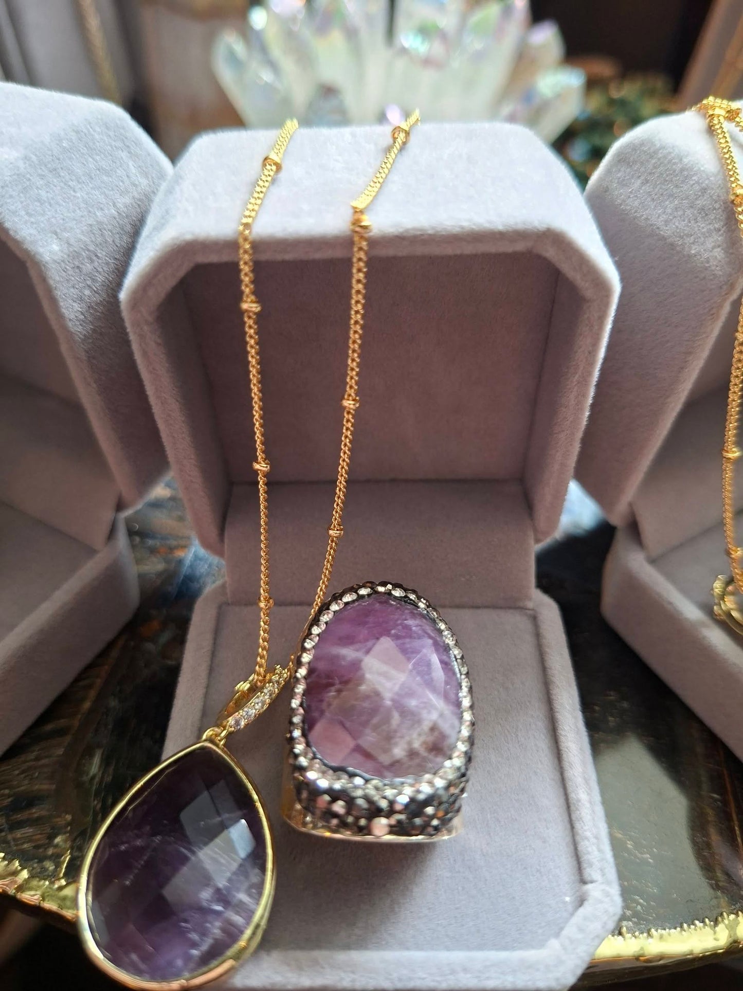 SUMMERDEAL / 2 -1 Classic Tear Drop Kjede + Druzy Statement Goldplated Ring ! ( 7 Design )
